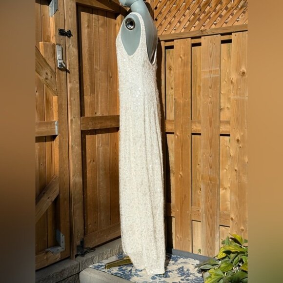 🆕 SIMKHAI 🧿 NWOT Bex Sequined Embellished Maxi Dress, Ivory - Sz US 10 - Picture 8 of 14